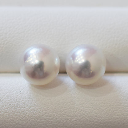 Actual product Whitepink 9mm - 9.5mm Seawater Akoya Pearl Stud Earring K14WG From Japan Japanese Seawater reenspearl