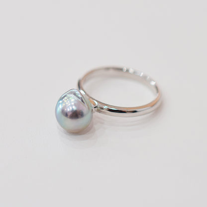 ［You can choose the pearl］Akoya Baroque pearl 8mm - 9mm Natural color Ring Sea Real akoya pearl From Japan 1pc pearl SV925 Silver reenspearl akoyapearl ring