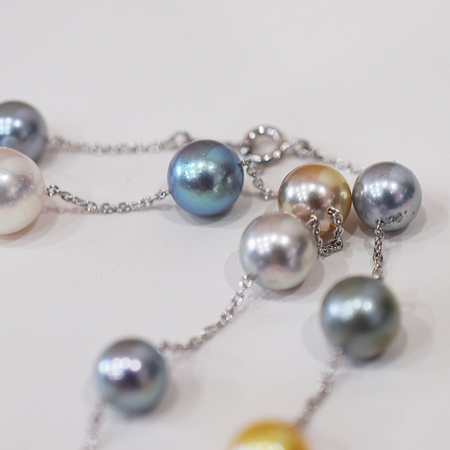 Limited to actual item Station necklace akoya pearl 7.5mm - 8.5mm Real Akoya Pearl Japan 23.6inch akoyapearl reenspearl Silver