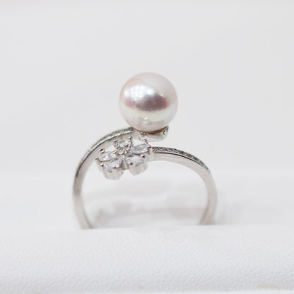 Actual product Rare White pink 8mm - 8.5mm Ring Sea Real Akoya Pearl From Japan SV925 Silver reenspearl akoyapearl