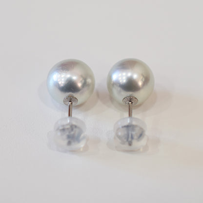 <SALE> Limited to actual item Natural color 9mm - 9.5mm Seawater Akoya Pearl Natural color Stud Earrings Pt900 From Japan Japanese akoyapearl reenspearl