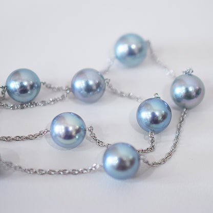 Limited to actual item Station necklace akoya pearl 8mm - 8.5mm Real Akoya Pearl Japan 19.6inch akoyapearl reenspearl Silver