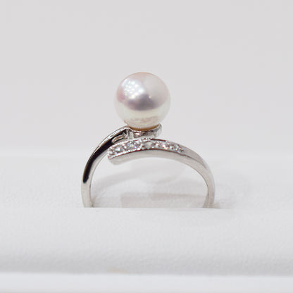 Actual product Rare White pink 8mm - 8.5mm Ring Sea Real Akoya Pearl From Japan SV925 Silver reenspearl akoyapearl