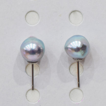 Limited to actual item Natural color akoya Baroque pearl 10mm - 10.5mm Surgical Stainless Steel Seawater Akoya Pearl Stud Earrings Japan