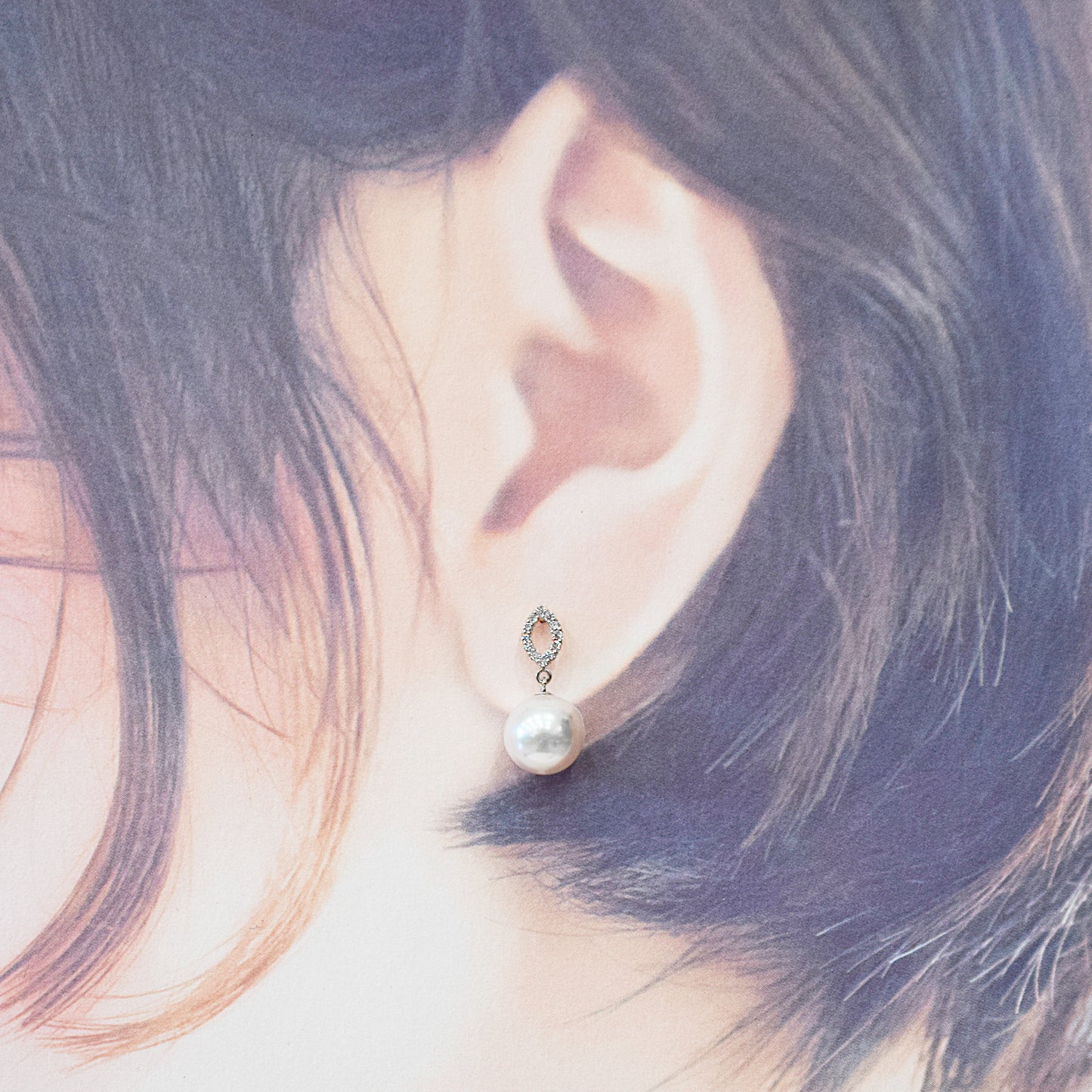 【K18YG / K18WG】Hanadama rank Whitepink 7.5mm - 8.5mm Earring Diamond 0.06ct Seawater Real Akoya Pearl Japan anniversary Japanese Wedding あこや 真珠