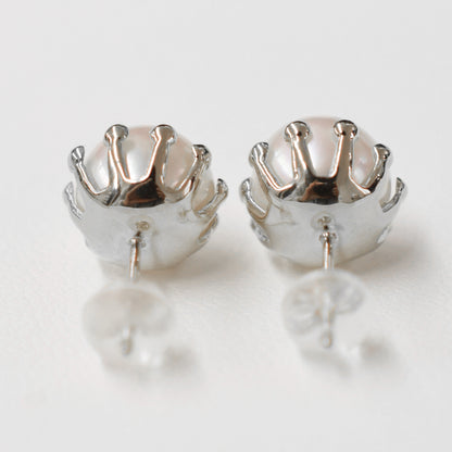 【K18YG / K14WG】 Hanadama rank White pink 8mm - 8.5mm Sea Real Akoya Pearl Earring Japan 1pair Japanese reenspearl birthday