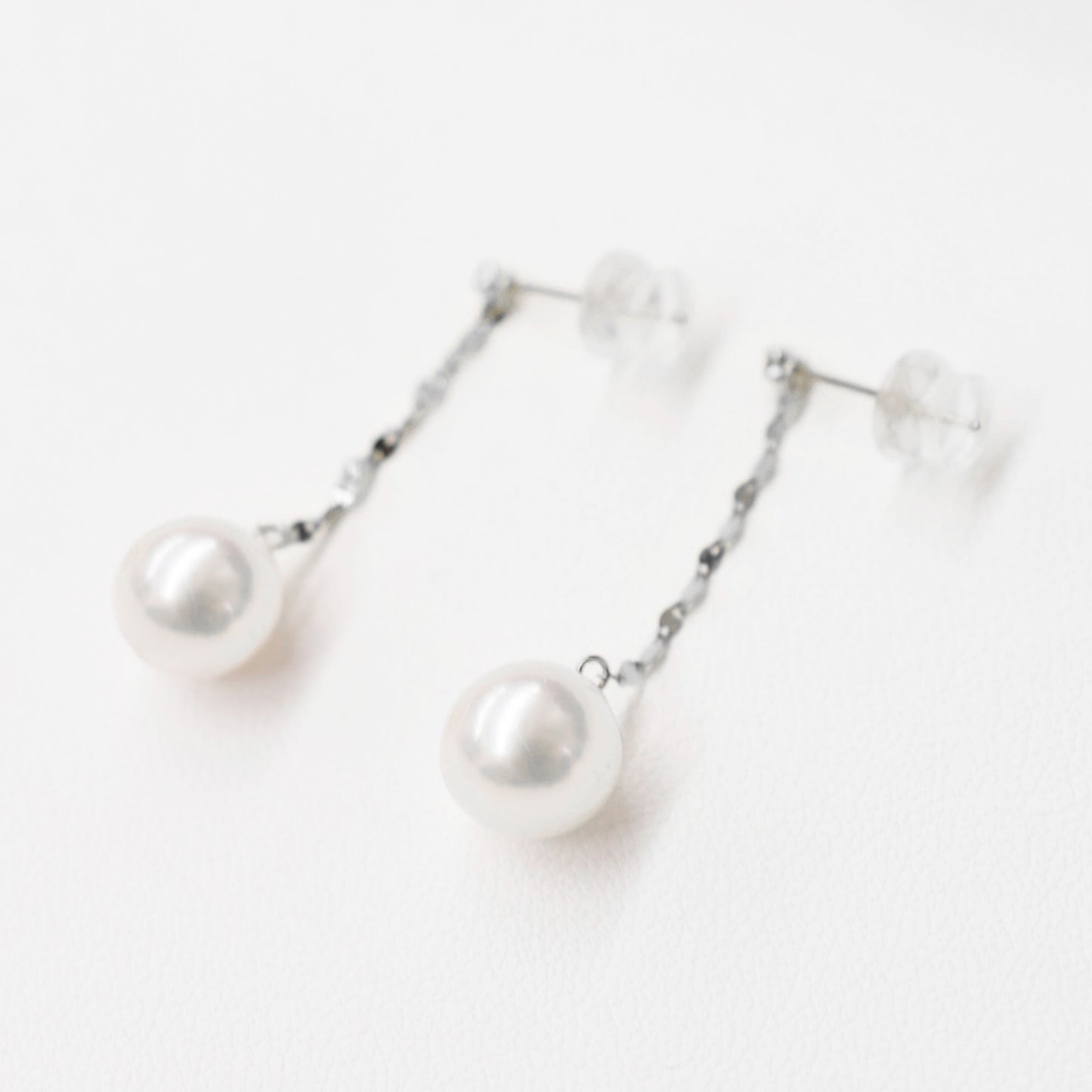 Hanadama rank K14WG 7.5mm - 9.5mm White pink Diamond 0.02ct Earring Real Akoya Pearl Japan Akoyapearl American あこや 真珠 珍珠 日本