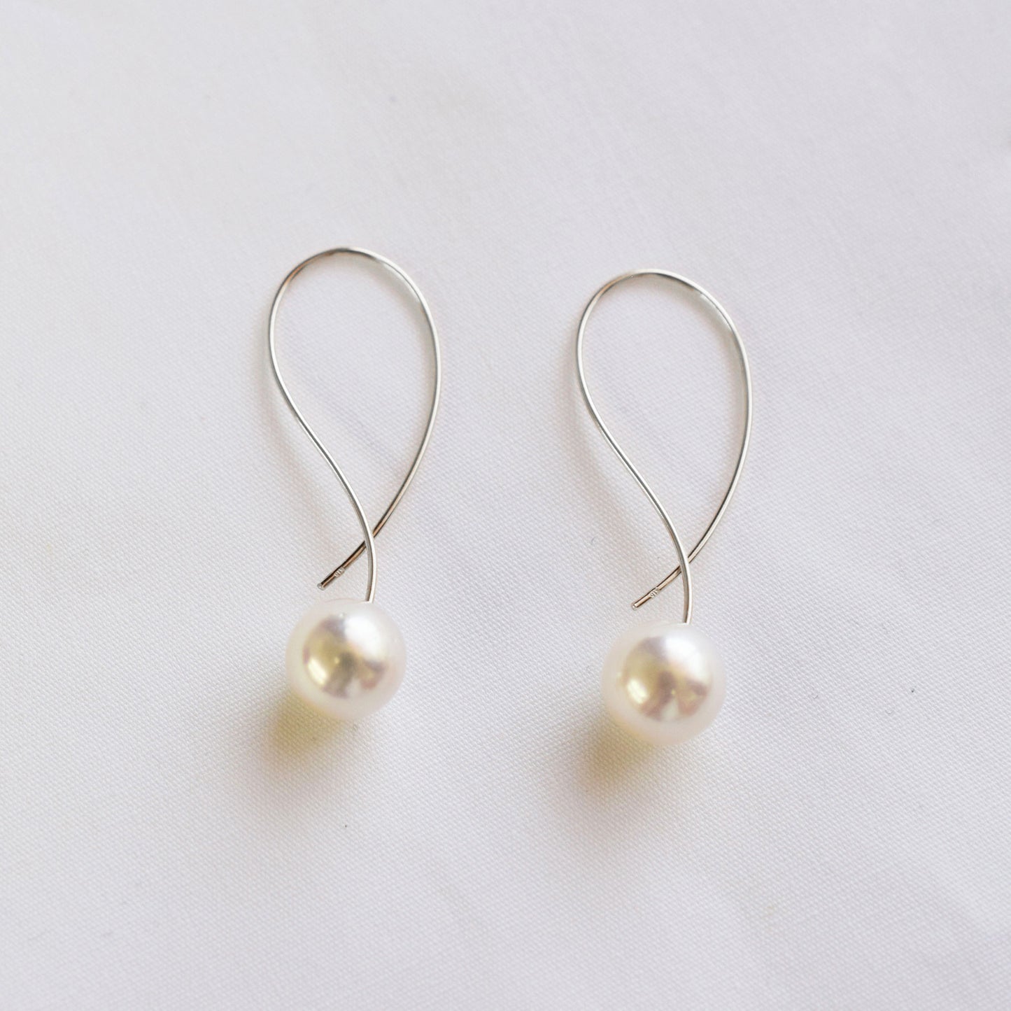 Hanadama rank 7.5mm - 9.5mm Whitepink Earrings K14WG Real Akoya Pearl Japan Akoyapearl