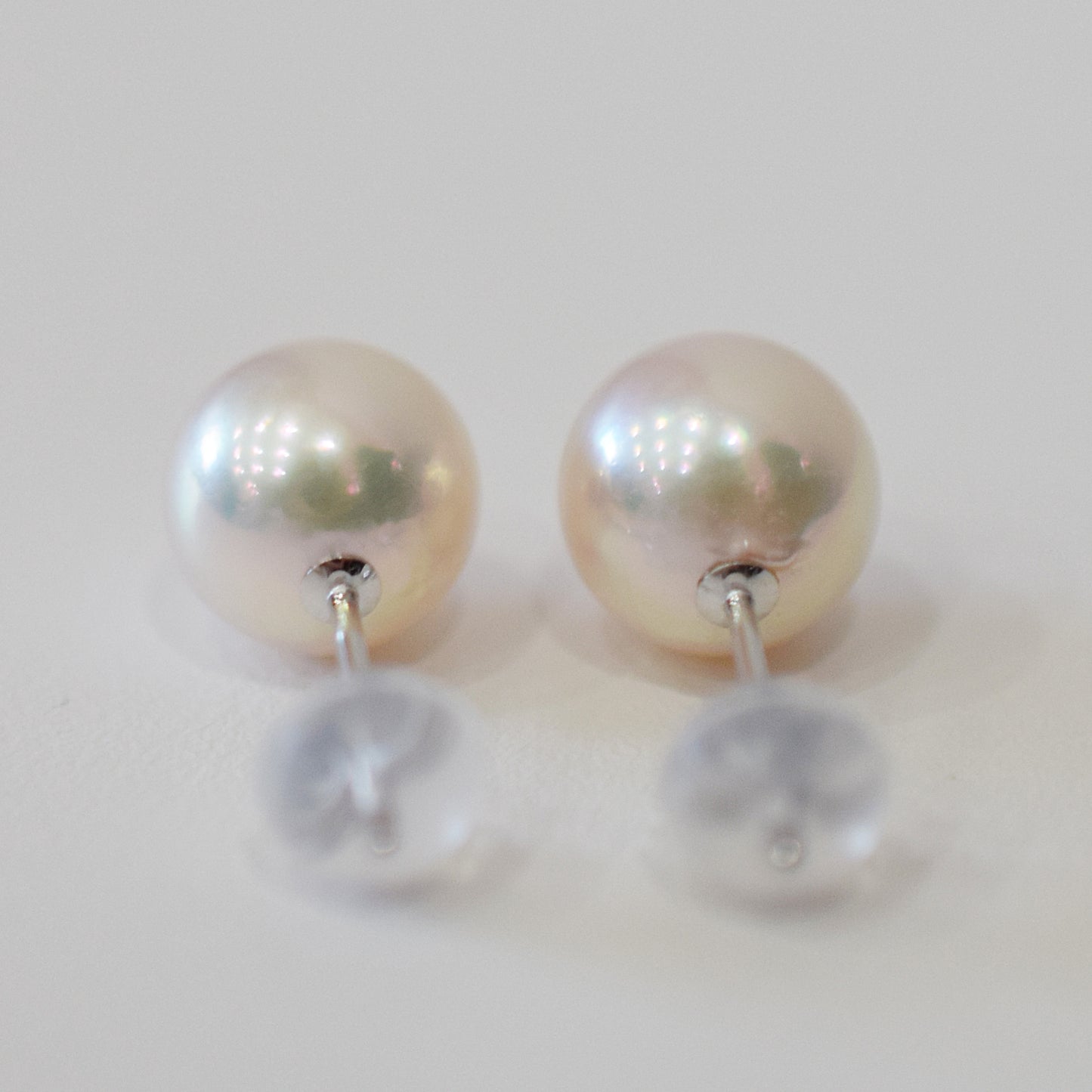 Actual product Whitepink 7.5mm - 8mm Seawater Akoya Pearl Stud Earring K14WG From Japan Japanese Seawater reenspearl