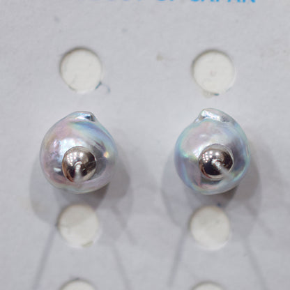 Limited to actual item Natural color akoya Baroque pearl 9.5mm - 10mm Surgical Stainless Steel Seawater Akoya Pearl Stud Earrings Japan