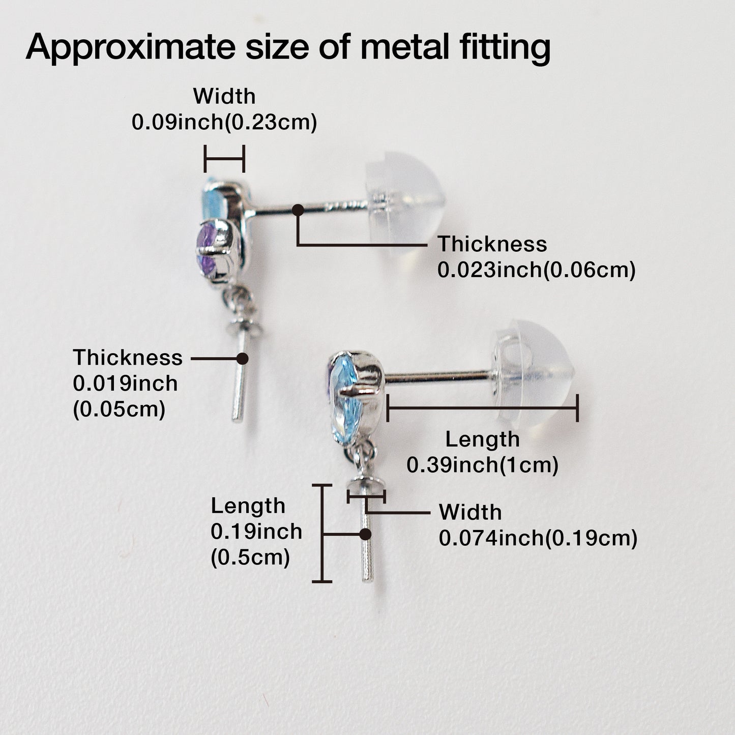 Only metal fittings K14WG stud earring Metal fitting Semi-precious stone Recommended for pearls under 9.5mm