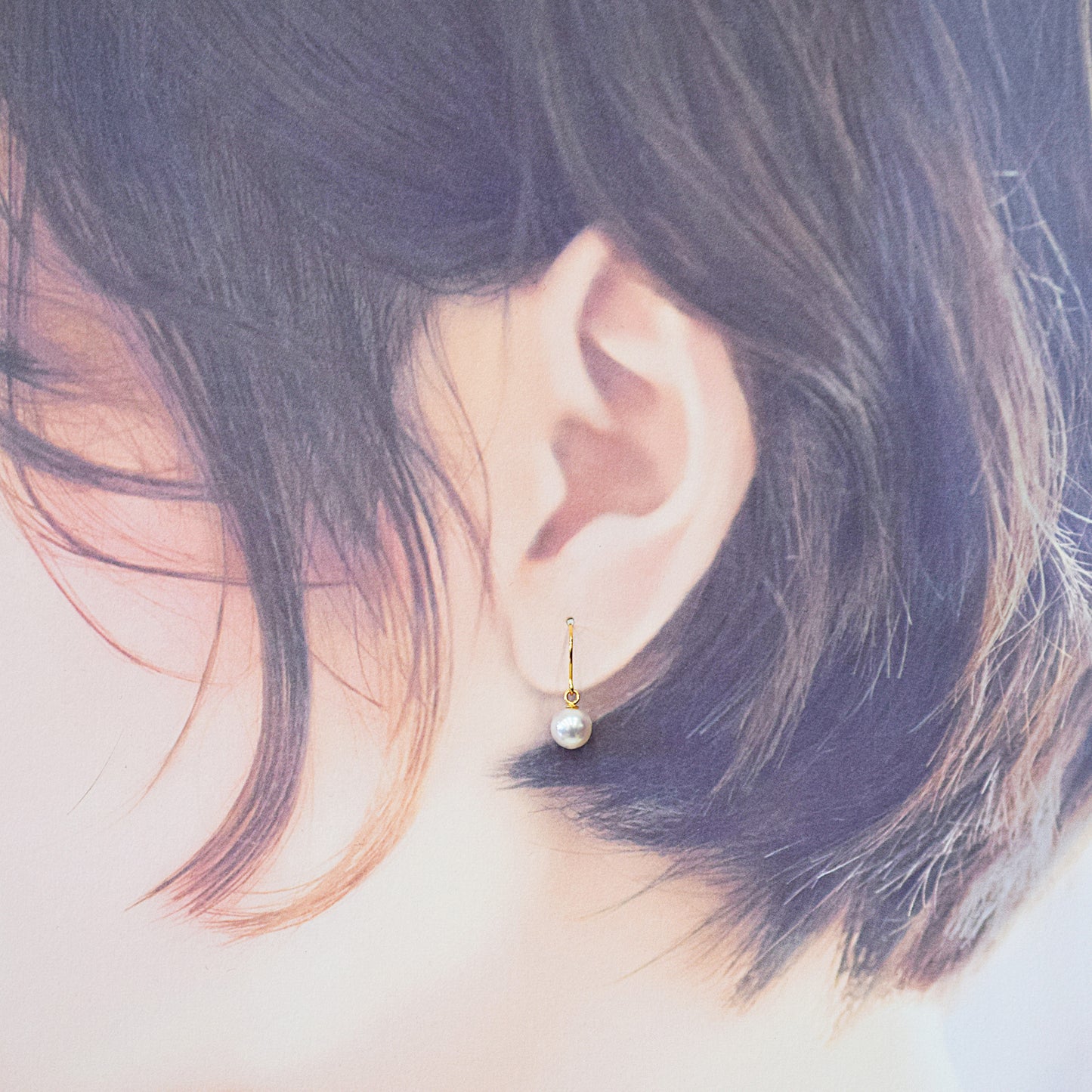 【K10 / K14 / K18】Hanadama rank White pink 5.5mm - 6mm Hook earrings Seawater Real Akoya Pearl Japan anniversary Earring Japanese Wedding Ssize 日本 天草