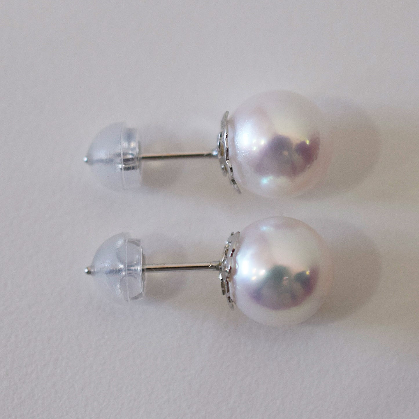 Actual product Whitepink 8mm - 8.5mm Seawater Akoya Pearl Stud Earring K14WG From Japan Japanese Seawater reenspearl
