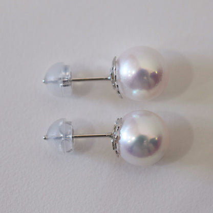 Actual product Whitepink 8mm - 8.5mm Seawater Akoya Pearl Stud Earring K14WG From Japan Japanese Seawater reenspearl