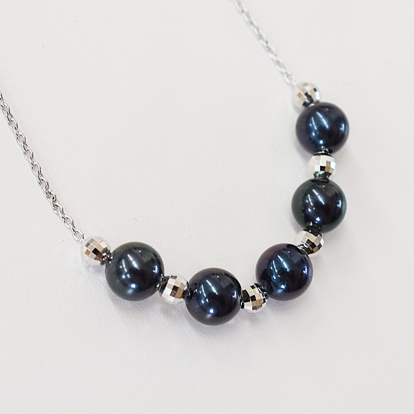 <SALE> Limited to actual item Black 7mm - 7.5mm akoya pearl through necklace Real Japan reenspearl Japanese Seawater dyed color SV925 silver