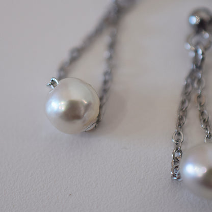 Actual product Natural color akoya Baroque pearl 6mm - 7mm Surgical Stainless Steel Seawater Akoya Pearl Stud Earrings Japan