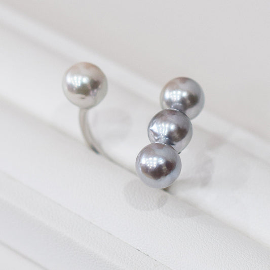 Actual product Rare Natural color 7mm - 8mm Ring Akoya Pearl Baroque From Japan Sea Real akoyapearl SV925 Silver reenspearl