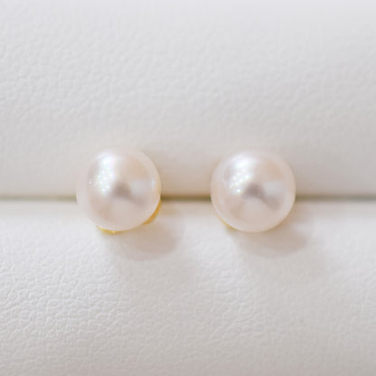 【K18YG / K14WG】Hanadama rank 6mm - 6.5mm Seawater Akoya Pearl White Pink Stud Earring Japan anniversary Japanese Seawater birthday 真珠 あこや 花珠級