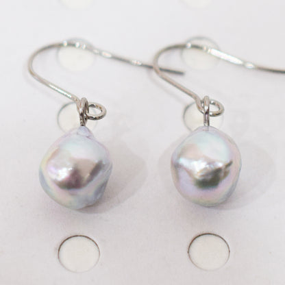 Actual product Natural color akoya Baroque pearl 9mm - 10mm Surgical Stainless Steel Seawater Akoya Pearl Stud Earrings Japan