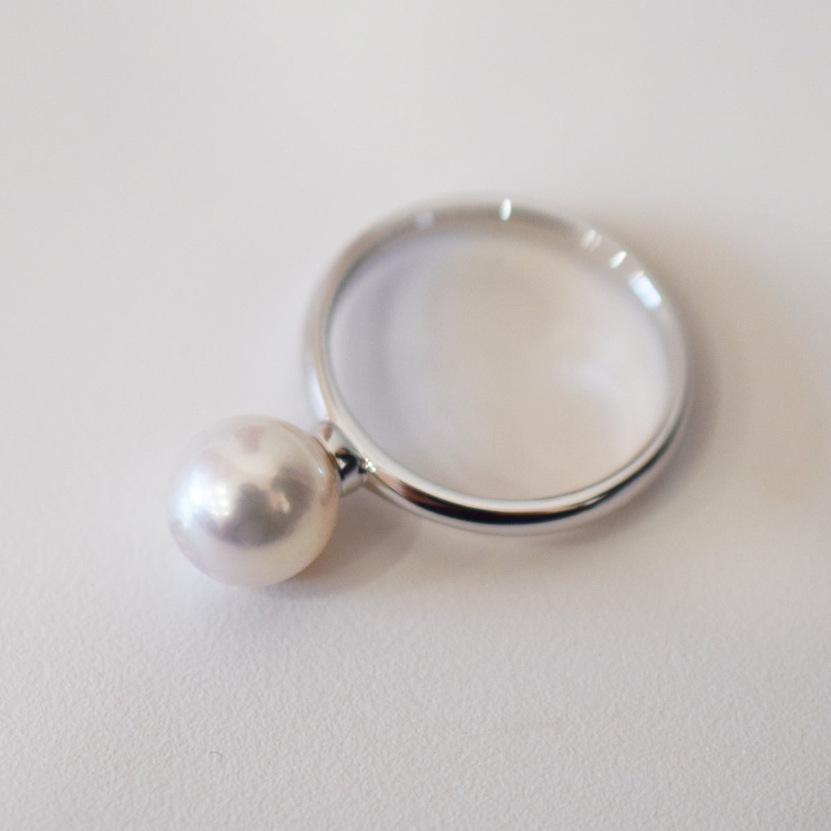 Hanadama rank 7.5mm - 8.5mm White pink Ring Sea Real Akoya Pearl From Japan 1pc pearl SV925 Silver reenspearl akoyapearl ring