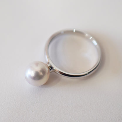 Hanadama rank 7.5mm - 8.5mm White pink Ring Sea Real Akoya Pearl From Japan 1pc pearl SV925 Silver reenspearl akoyapearl ring