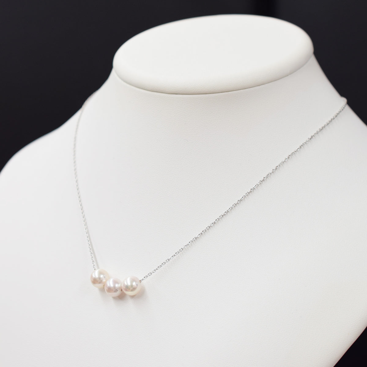 【SV925】Rare White pink 7.5mm - 8.5mm Seawater Real 3pc Akoya Pearl Azuki necklace AkoyaPearl Japan あこや 真珠