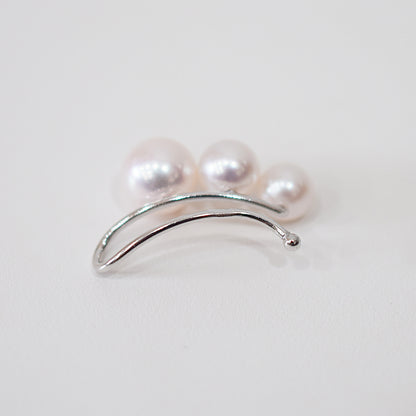 【SV925】Hanadama rank White pink 5.5mm - 7.5mm akoya pearl Ear Cuff Seawater Japan Japanese 真珠 あこや
