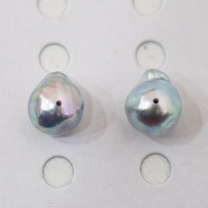 Limited to actual item Natural color akoya pearl Baroque pearl 10mm - 11mm 18K 14K Surgical Stainless Steel stud Earrings Japan akoyapearl