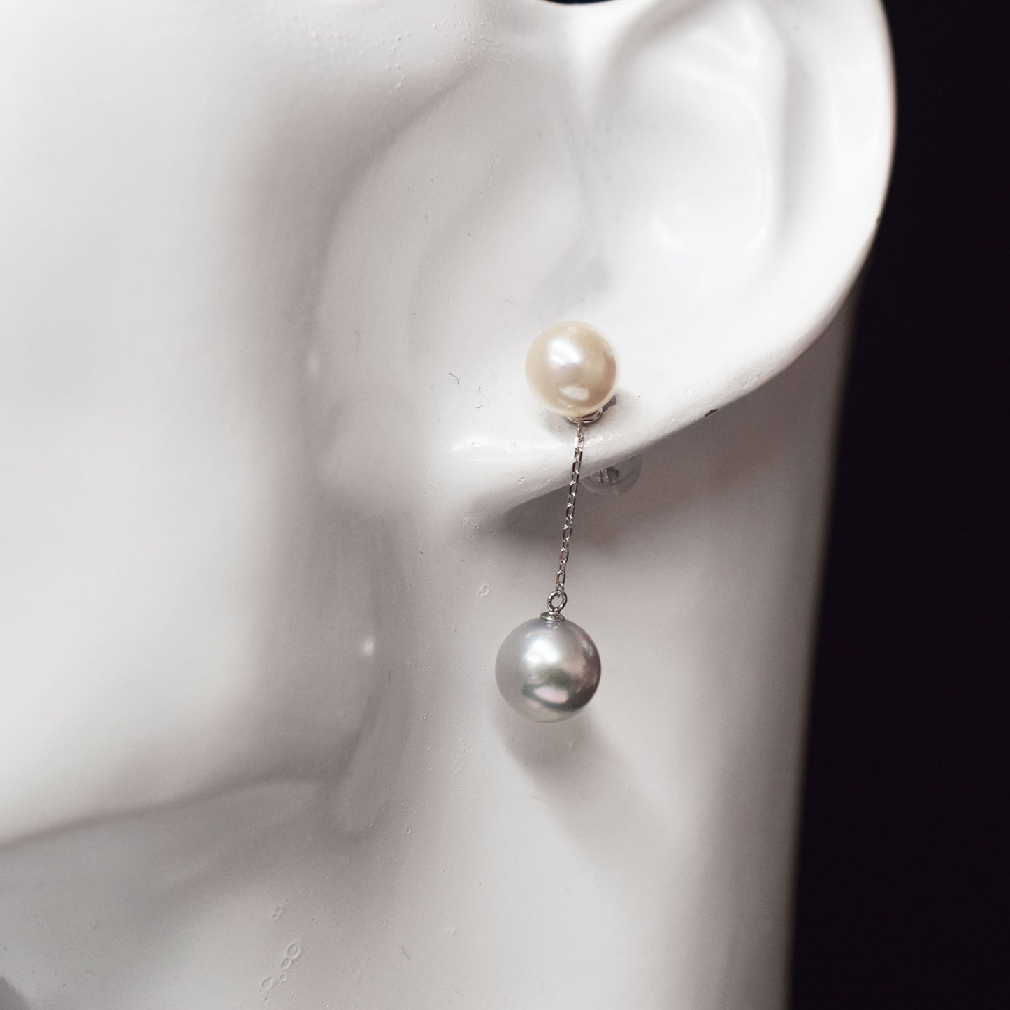 【K18YG / K14WG】Rare White Pink & Natural color 7.5mm × 8mm earrings Real Seawater Akoya Pearl Japan reenspearl Akoyapearl both ears japanese あこや 真珠