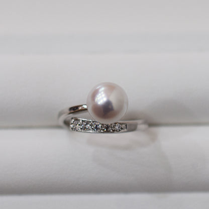 Actual product Rare White pink 8mm - 8.5mm Ring Sea Real Akoya Pearl From Japan SV925 Silver reenspearl akoyapearl