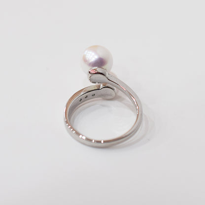 Actual product Rare White pink 7.5mm × 5.5mm Ring Sea Real Akoya Pearl From Japan SV925 Silver reenspearl akoyapearl