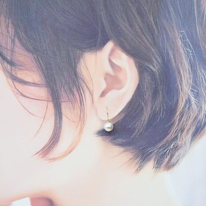 【K10 / K14 / K18】Hanadama rank White pink 7.5mm - 8.5mm Hook earrings Seawater Real Akoya Pearl Japan anniversary Earring Japanese Wedding Ssize 日本 天草