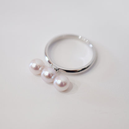 White pink 5.5mm - 6.5mm Ring Akoya Pearl From Japan SV925 Silver reenspearl Sea Real akoyapearl
