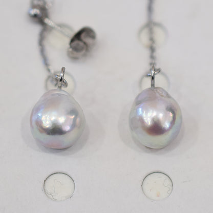 Actual product Natural color akoya Baroque pearl 9mm - 10mm Surgical Stainless Steel Seawater Akoya Pearl Stud Earrings Japan