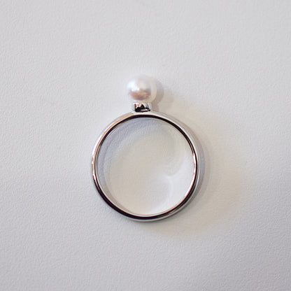 Hanadama rank 5.5mm - 6mm White pink Ring Sea Real Akoya Pearl From Japan 1pc pearl SV925 Silver reenspearl akoyapearl ring
