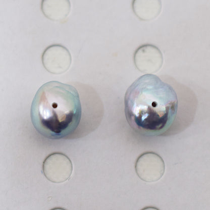 Limited to actual item Natural color akoya pearl Baroque pearl 9.5mm - 10mm 18K 14K Surgical Stainless Steel stud Earrings Japan akoyapearl