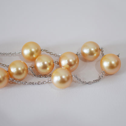 Limited to actual item Station necklace akoya pearl 8mm - 8.5mm Real Akoya Pearl Japan 19.6inch akoyapearl reenspearl Silver