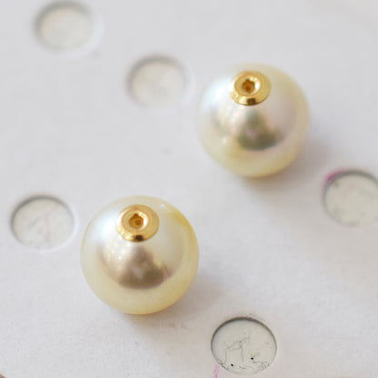 <SALE> Limited to actual item 9mm - 9.5mm Natural color Sea Real Akoya Pearl Earring back Only K18 Japanese akoyapearl reenspearl 日本 天草 真珠 あこや
