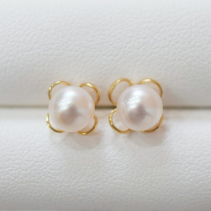 【K18YG / K14WG】Hanadama rank 6mm - 6.5mm Seawater Akoya Pearl White Pink Stud Earring Japan anniversary Japanese Seawater birthday 真珠 あこや 花珠級