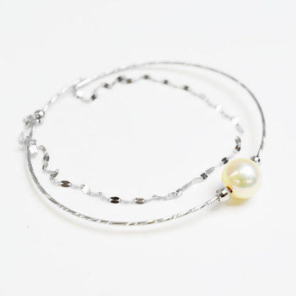 White pink 9mm - 9.5mm Akoya Pearl Cuff Bracelet Japan jewelry 18K 18KYG 18KWG Japanese reenspearl