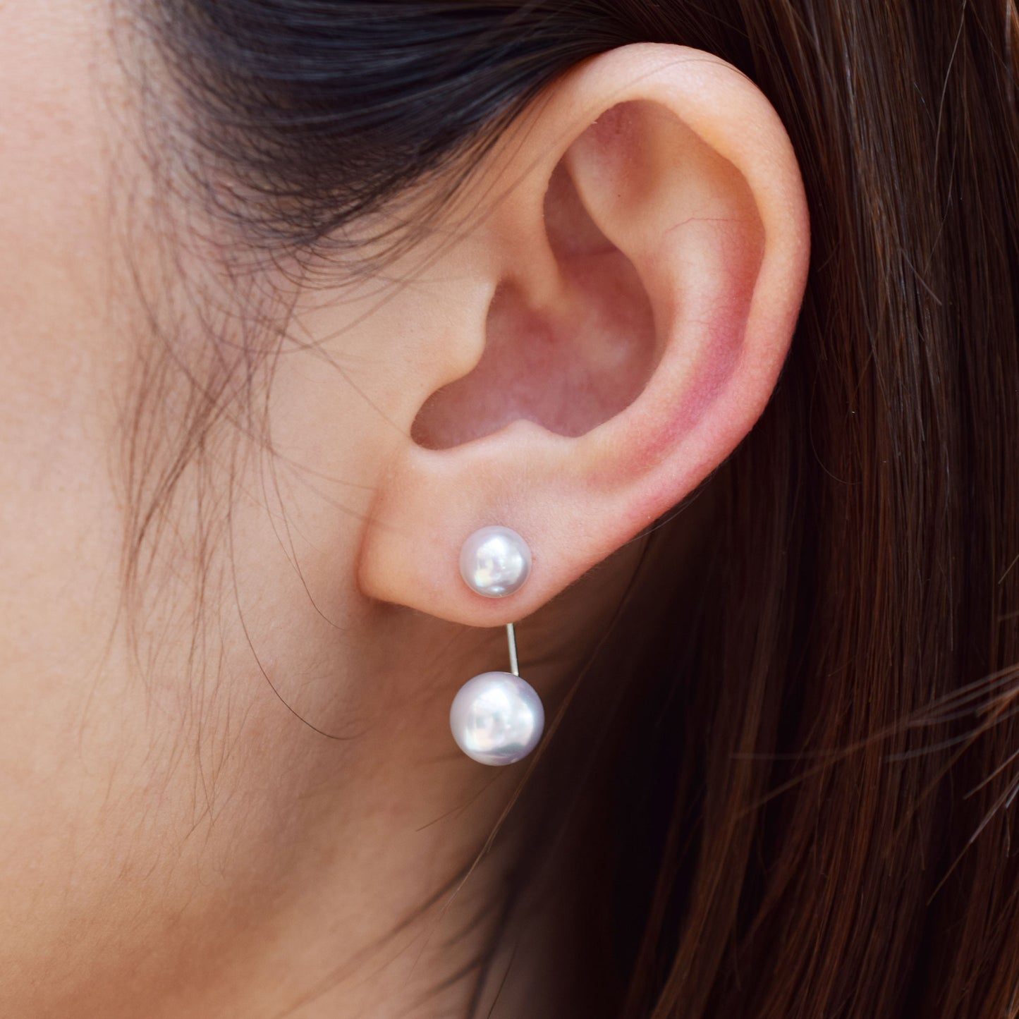 【K18YG / K14WG】Madama rank Rare Natural color 6mm × 8mm Real Sea water Akoya Pearl Earring Japan Akoyapearl Japanese Stud Japanese Seawater Birthday あこや 真珠