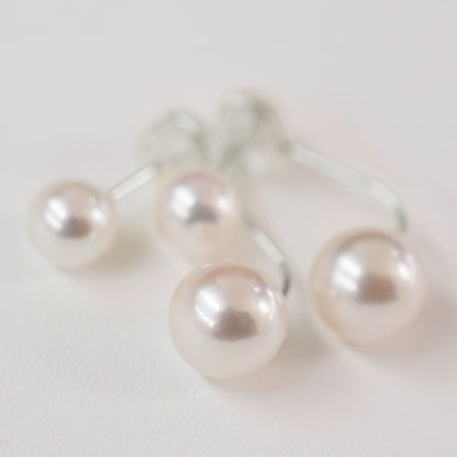 【K18YG / K14WG】Hanadama rank Rare White pink 5.5mm × 7.5mm Real Akoya Pearl Earring Japan Akoyapearl Japanese Wedding anniversary gift birthday