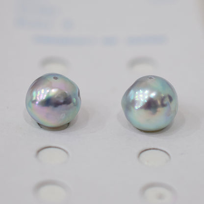 Limited to actual item Natural color akoya pearl Baroque pearl 10mm - 11mm 18K 14K Surgical Stainless Steel stud Earrings Japan akoyapearl