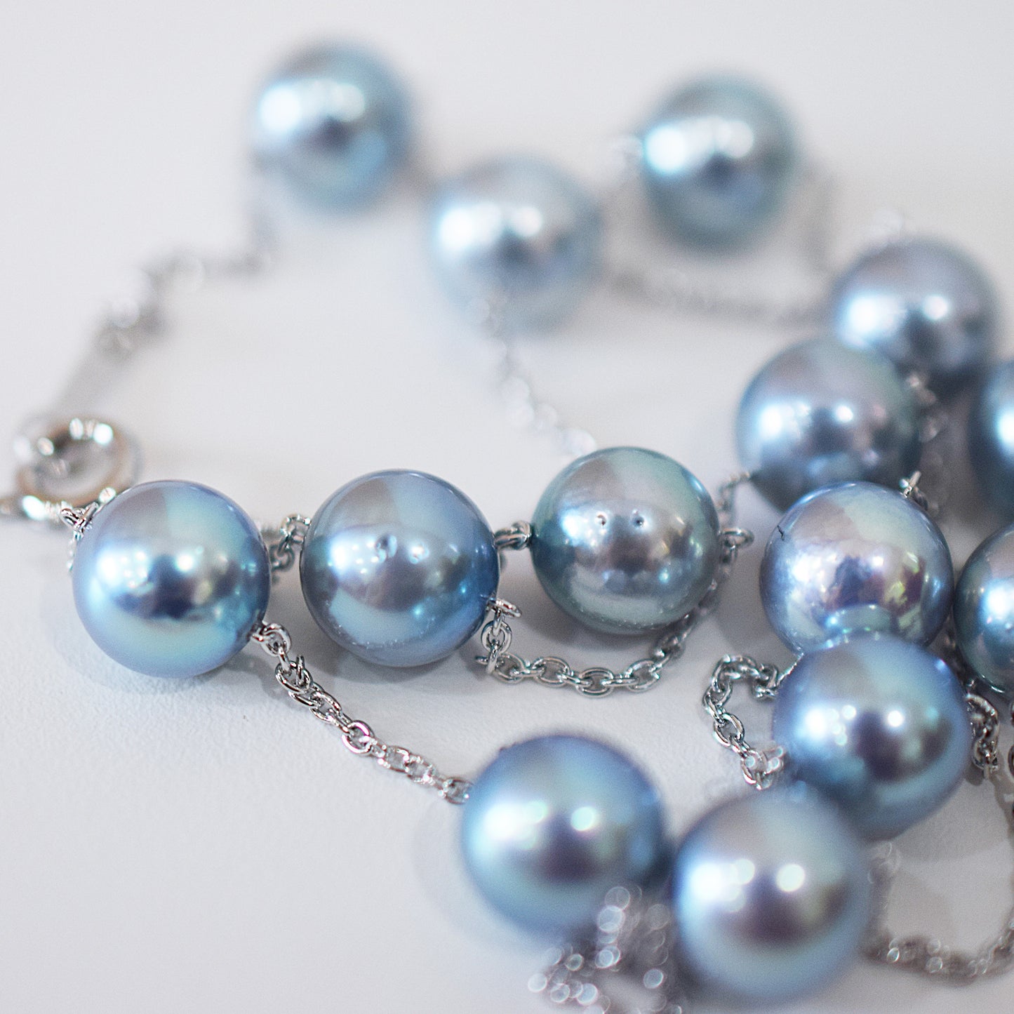 Limited to actual item Station necklace akoya pearl 8mm - 8.5mm Real Akoya Pearl Japan 19.6inch akoyapearl reenspearl Silver