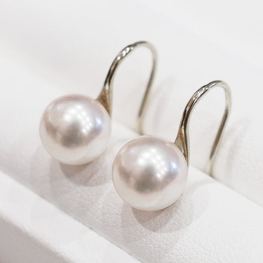 Hanadama rank White pink 7.5mm - 8.5mm Hook earrings Seawater Real Akoya Pearl Japan anniversary Earring K18WG Japanese Wedding 日本 天草