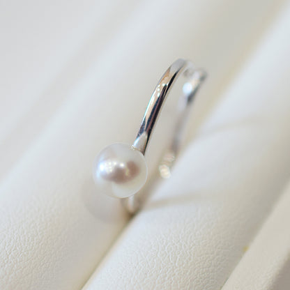 Hanadama rank White pink 6mm - 6.5mm akoya pearl SV Ear Cuff Seawater Japan Japanese 真珠 あこや