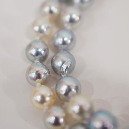 Limited to actual item Necklace Natural Multi color Semi-round Baroque 6mm - 7mm Akoya Pearl Japan 19.4inch starand choker