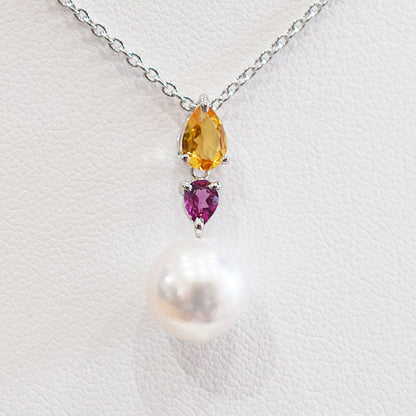 White pink 9mm - 9.5mm hanadama rank pendant necklace Akoya Pearl SV925 Semi-precious stones Japan Seawater reenspearl Birthday あこや 真珠