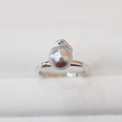 ［You can choose the pearl］Akoya Baroque pearl 8mm - 9mm Natural color Ring Sea Real akoya pearl From Japan 1pc pearl SV925 Silver reenspearl akoyapearl ring