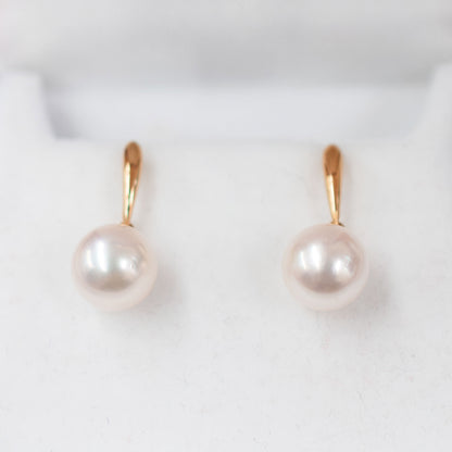 【K18YG / K14WG / K18PG】Hanadama rank White pink 7.5mm - 8.5mm Real Akoya Pearl Earrings Japan akoyapearl Japanese Seawater reenspearl あこや 真珠 日本 天草